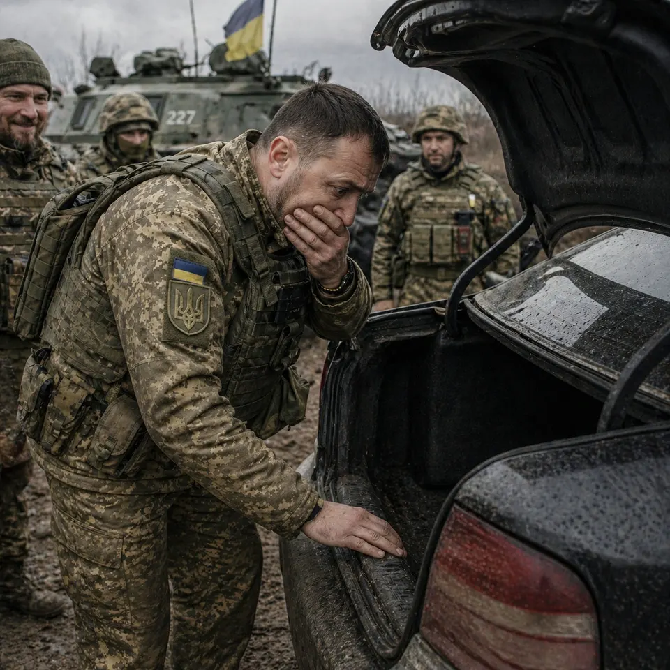 Бійці ЗСУ оглядали захоплену ворожу техніку. Відкривши багажник, командир був приголомшений