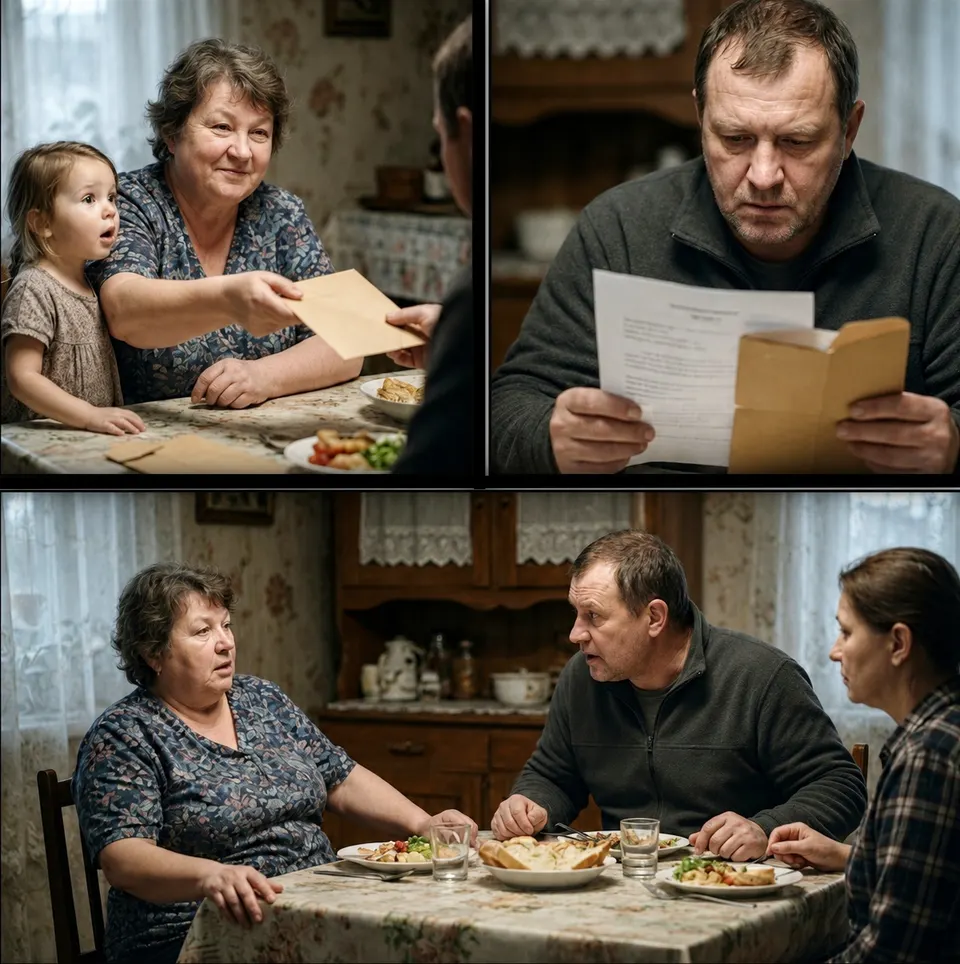 Сімейна вечеря змінилася після того, як свекруха простягнула чоловікові конверт із результатами тесту