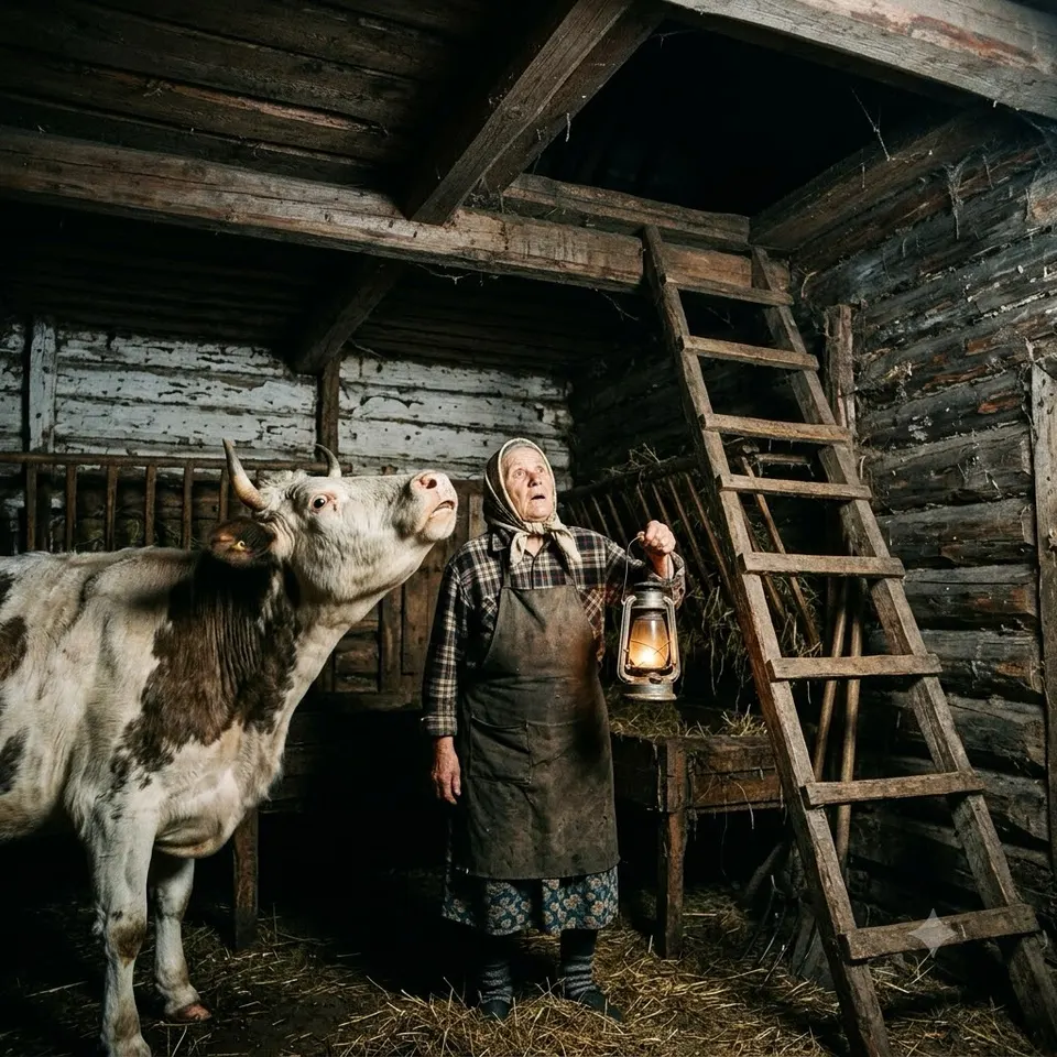 Корова внезапно перестала давать молоко и каждый вечер тревожно мычала, глядя на чердак