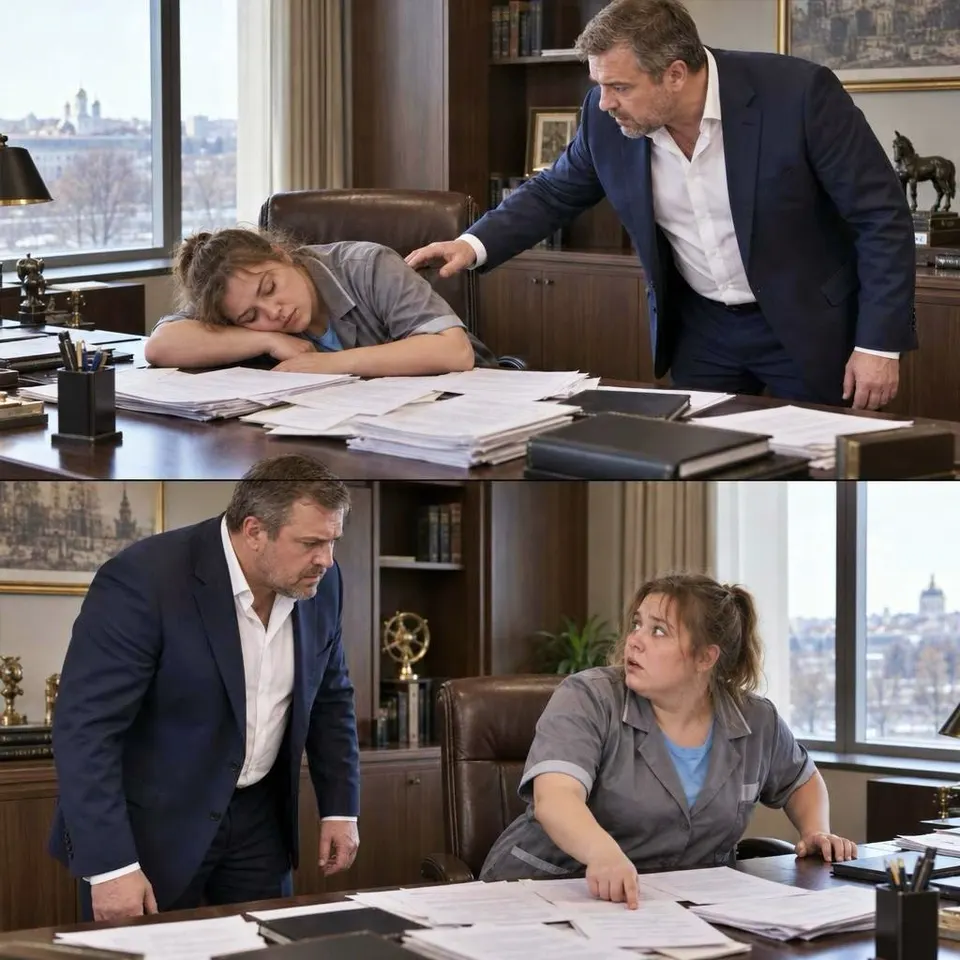 Директор хотел вызвать охрану к уборщице, уснувшей за его столом, но вместо этого запер дверь и выслушал её