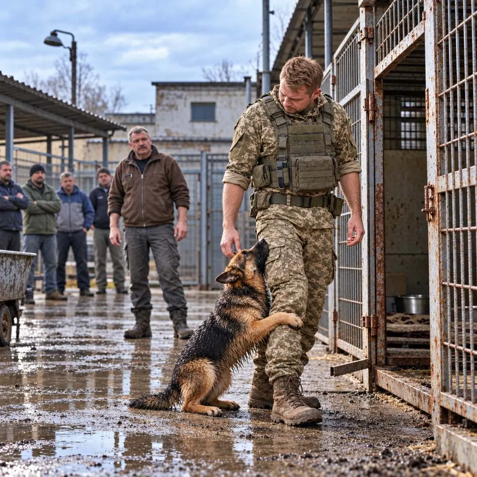 Колишній військовий приїхав по навченого собаку, але біля виходу його за черевик схопило цуценя, яке збиралися приспати