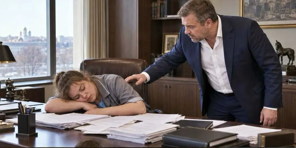 Директор хотел вызвать охрану к уборщице, уснувшей за его столом, но вместо этого запер дверь и выслушал её